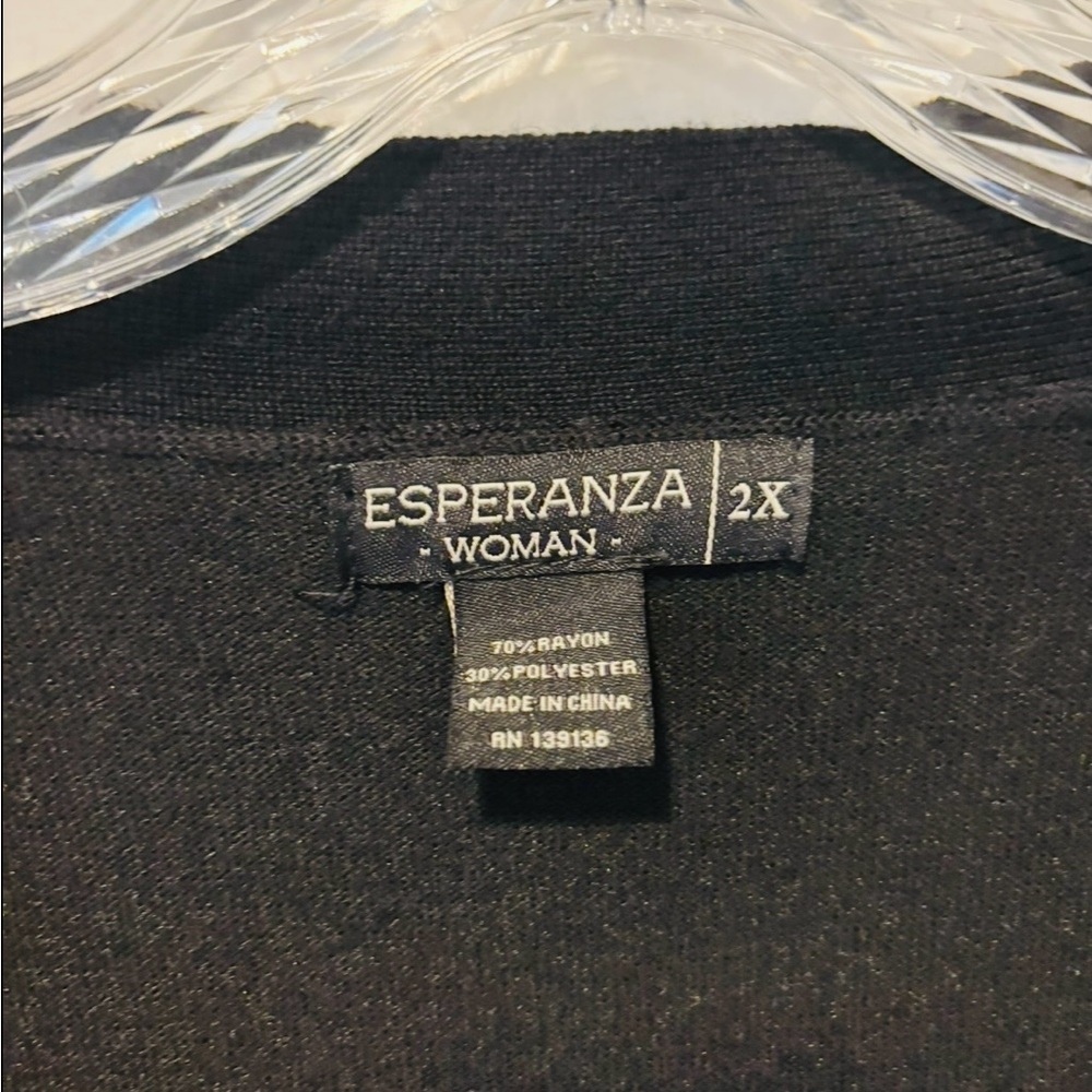 ESPERANZA Black Cardigan with Gold Button, Size 2X - Picture 3 of 3